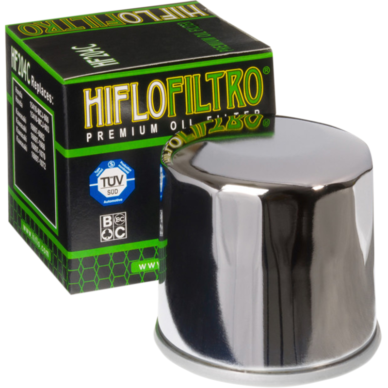 Hiflo Oil Filter Chrome Honda/Kawasaki/Suzuki/Yamaha/Triumph (HF204C)