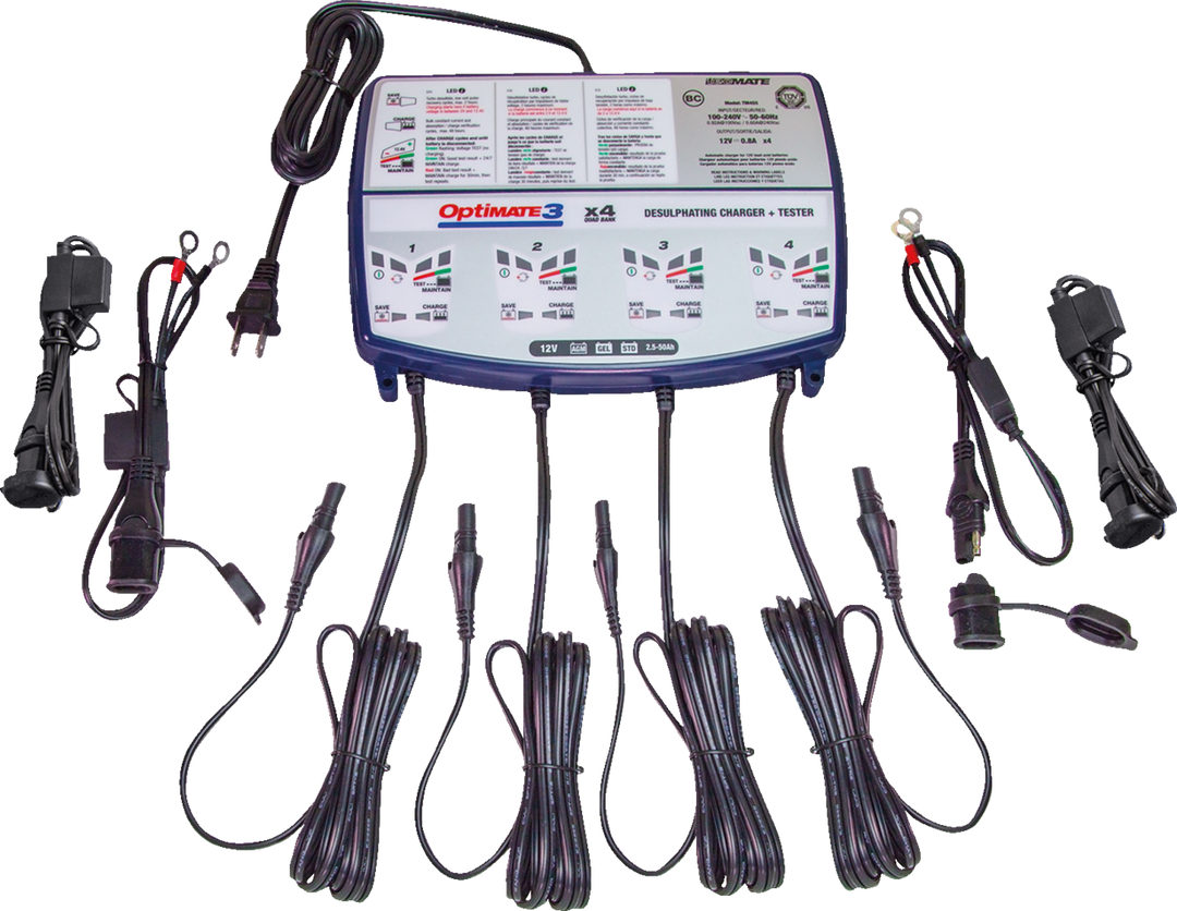 Tecmate Optimate 3 X 4 Bank 7-Step 12V 0.8A Charger (TM-455)