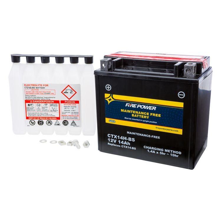 Parts Unlimited CTX14H-BS avec PC Acid Pack (CTX14H-BS)