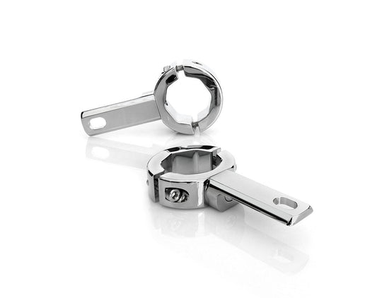 Support de lumière auxiliaire pour protection de moteur/cadre Denali pour tubes de 32 mm à 38 mm (1,25 po à 1,5 po) de diamètre | Chrome (rév04)