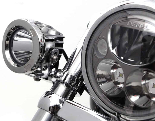 Support d'éclairage auxiliaire pour tube de fourche conventionnel Denali pour tubes de 39 mm à 49 mm (1,5 po à 1,875 po) de diamètre | Chrome