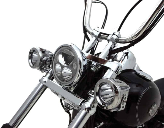 Support d'éclairage auxiliaire pour tube de fourche conventionnel Denali pour tubes de 39 mm à 49 mm (1,5 po à 1,875 po) de diamètre | Chrome