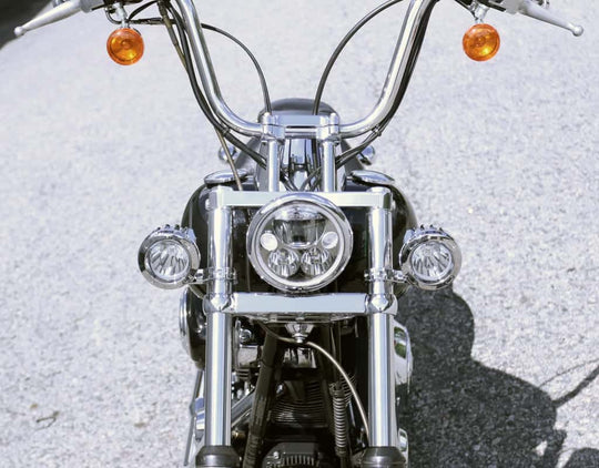 Support d'éclairage auxiliaire pour tube de fourche conventionnel Denali pour tubes de 39 mm à 49 mm (1,5 po à 1,875 po) de diamètre | Chrome