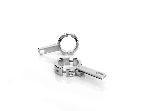 Support d'éclairage auxiliaire pour tube de fourche conventionnel Denali pour tubes de 39 mm à 49 mm (1,5 po à 1,875 po) de diamètre | Chrome