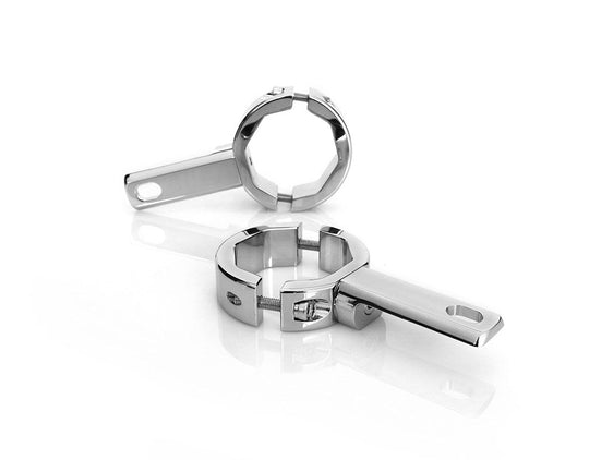 Support d'éclairage auxiliaire pour tube de fourche conventionnel Denali pour tubes de 39 mm à 49 mm (1,5 po à 1,875 po) de diamètre | Chrome
