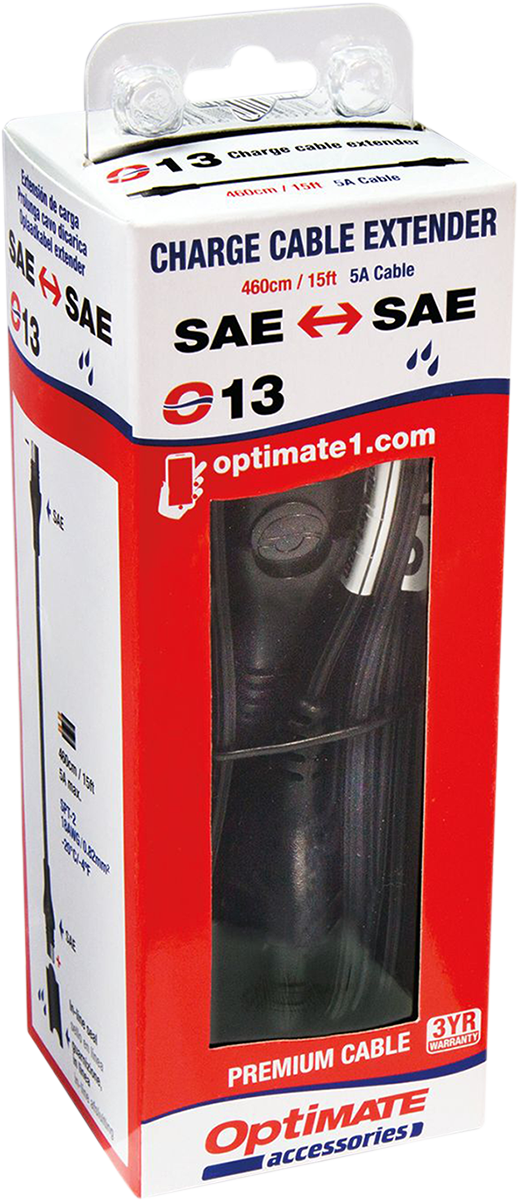 Câble Tecmate Optimate SAE/SAE 15 pieds / 4,6 M (O-13)