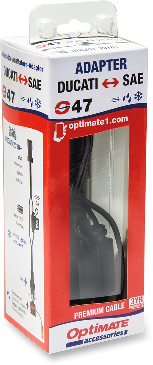 Câble Tecmate Optimate SAE vers Ducati 15A Fusible 12'' (O-47)