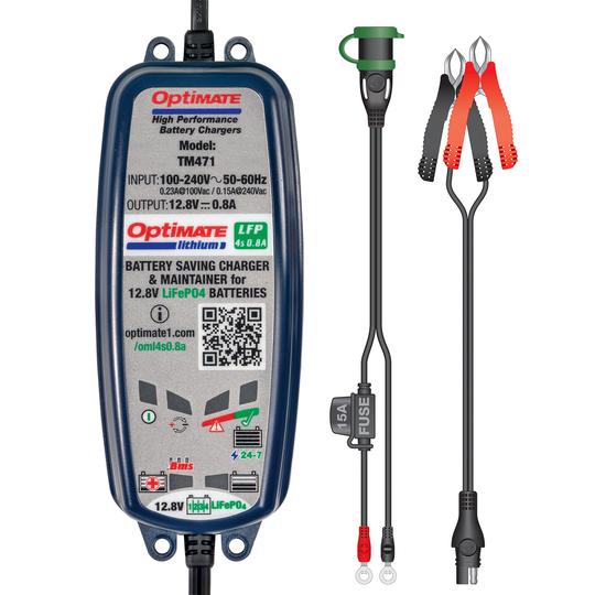 Chargeur Tecmate Optimate Lithium 4S 0,8 A en 8 étapes (TM-471)