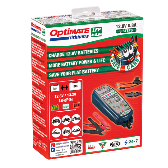 Chargeur Tecmate Optimate Lithium 4S 0,8 A en 8 étapes (TM-471)