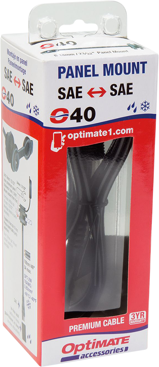 Prise SAE à montage sur panneau résistante aux intempéries Tecmate Optimate - 40 po. Câble (O-40)