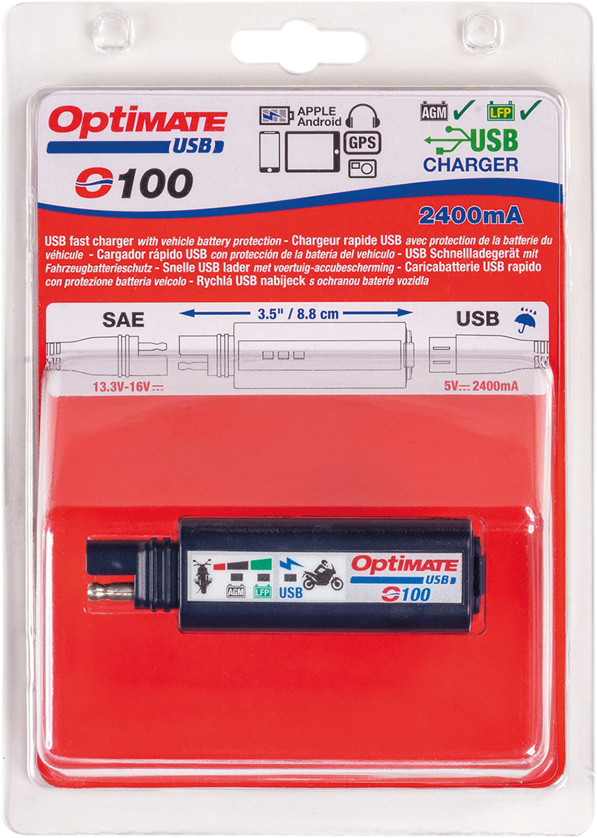 Tecmate Optimate USB 2400ma Charger 3-Led Monitor (O-100V3) – Dualsport ...